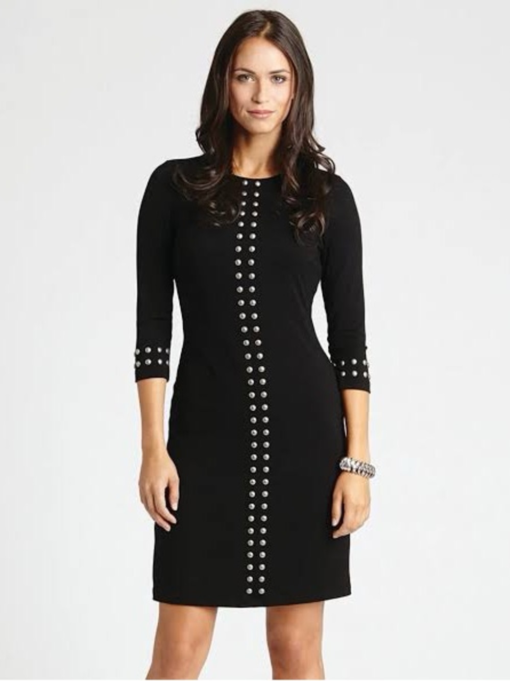 Karen Kane Black Midi Dress with Silver Stud Detail